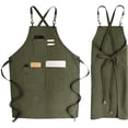 thumbnail image 1 of Cotton Canvas Cross Back Adjustable Apron with Pockets for Women and Men, Kitchen Cooking Baking Bib Apron, Adjustable Strap and Large Pockets, Canvas, 1 of 9