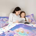 thumbnail image 4 of jejeloiu Magical Sea Turtle Full Size Comforter Sets For Girls,Starlight Print Bedding Comforter Set,Purple Blue,Colorful Stars Reversible,3-Piece,1 Comforter and 2 Pillowcases, 4 of 7