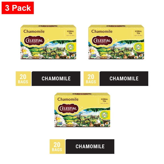 Celestial Seasonings Caffeine Free Chamomile Herbal Tea to Support Relaxation 20 ct - 3 Pack