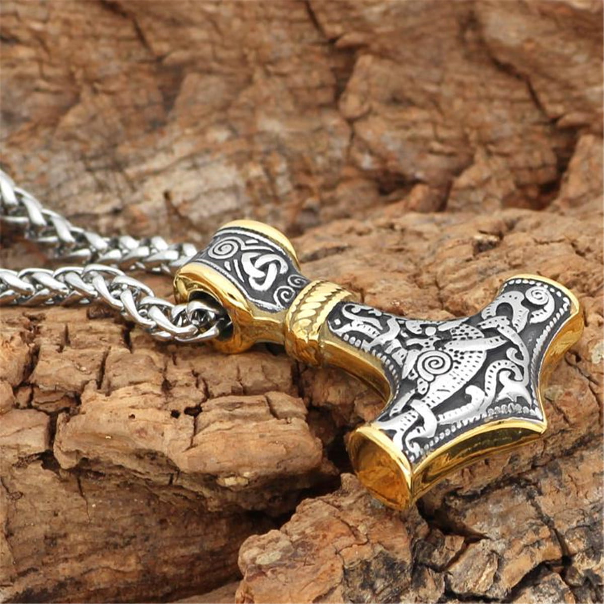 Thor's Hammer Necklace, Viking Mjolnir Pendant Celtic Cross - TheNorseWind