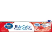 Great Value Slide Cutter Clear Premium Plastic Wrap, 300 sq ft