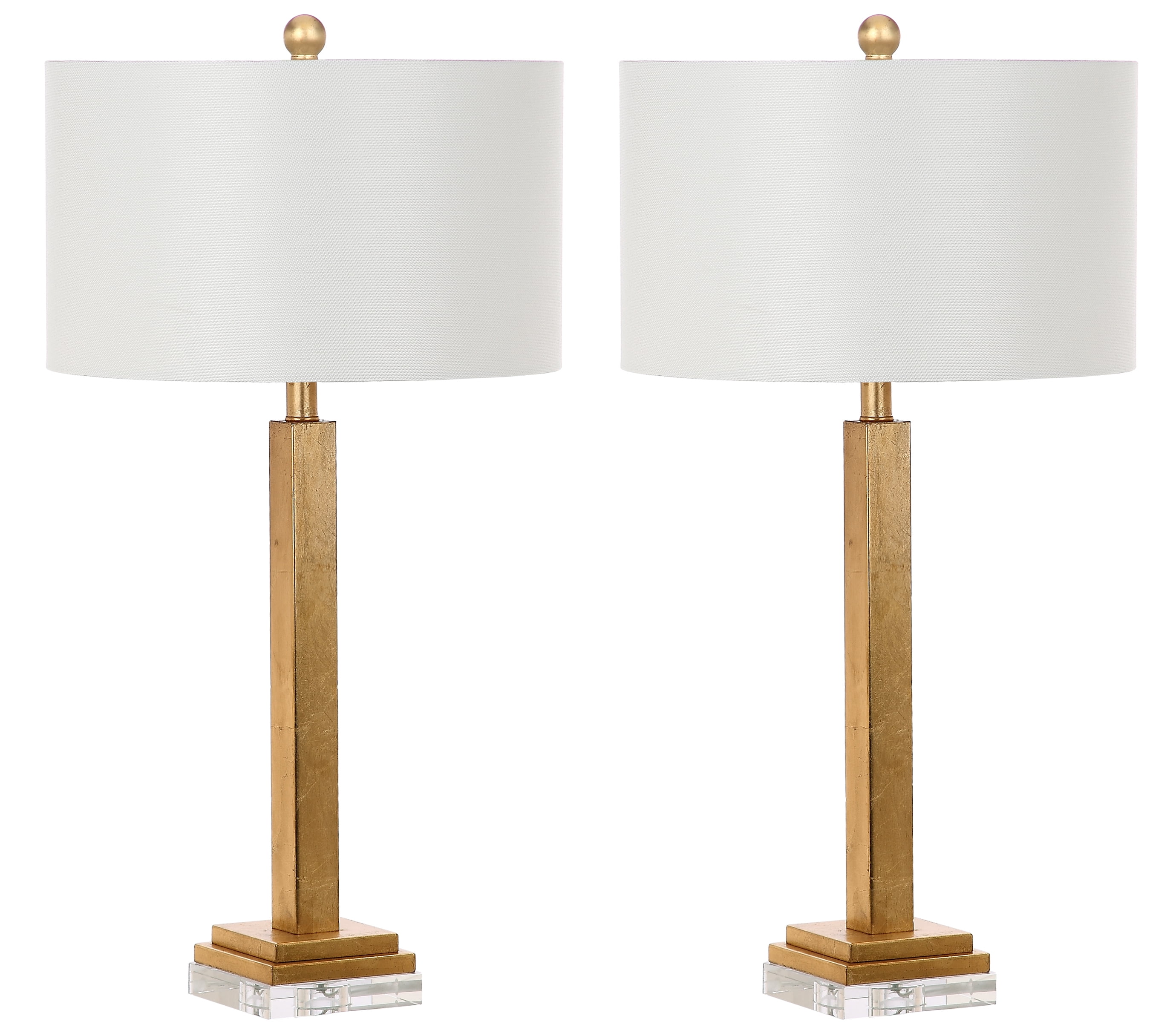 SAFAVIEH Perri 30 in. High Crystal Base Table Lamp, Gold, Set of 2