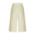 thumbnail image 6 of Olyvenn Capri Pants for Women Cotton Lined Wide Leg Summer Pants Drawstring Elastic Waist Trendy Capris Trousers with Pockets Beige M, 6 of 8