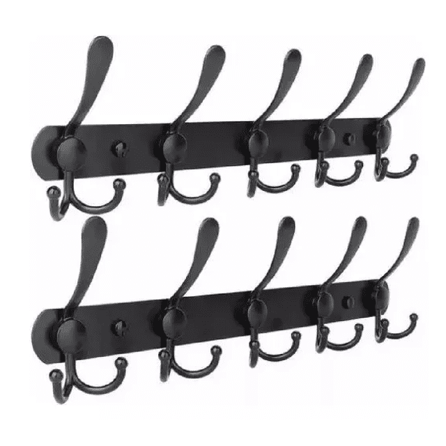Ganchos Para Percheros Multifunción Montado En Pared 2 Pcs Negro Belug