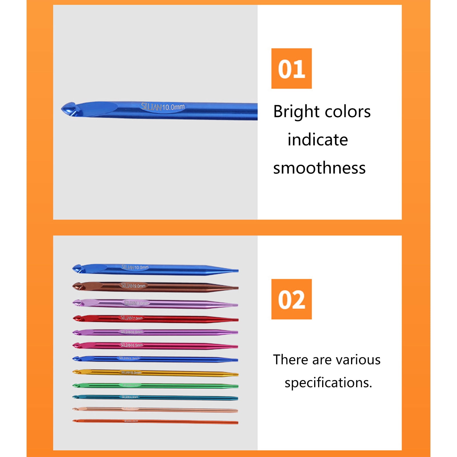 12Pcs Interchangeable Crochet Hook with Cable 3.0mm-10mm Tunisian Crochet Hook Tunisian Afghan Knitting Hook Needle