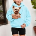 thumbnail image 2 of Rggeeun Girls Sweatshirt Cat Hoodie with Pouch Long Sleeve Tops Cat Carrier Soft Pullover with Pockets Outdoor Activities,Blue,3-4 Years, 2 of 7