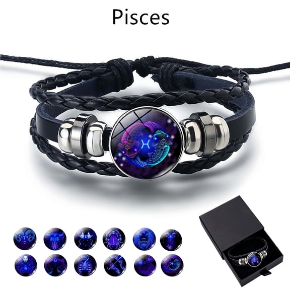 Zodiac Signs Spirit Bracelet Zodiac Bracelet for Women Men Adjustable 12 Constellation Bracelet Multilayer Zodiac Black Leather Bracelets Zodiac Sign Wrap Bracelet for Women Men Birthday Jewelry