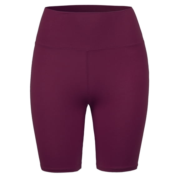 A2Y Women's High Waist Bike Cotton Capri Leggings Shorts Wine S