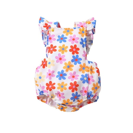 

Newborn Baby Girl Floral Romper Infant Summer Jumpsuit Bodysuit Ruffle Sleeveless Onesie Overalls Outfits 1Pcs