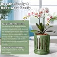 thumbnail image 2 of EFISPSS 6" Ceramic Plant pot with Vertical Flutes–Evergreen，Orchid Pots with hole and drainage Tray, 2 of 6