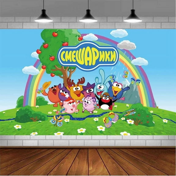 Смешарики Backdrop Banner Party Supplies Poster Movie Theme Background for Photography Birthday Decorations