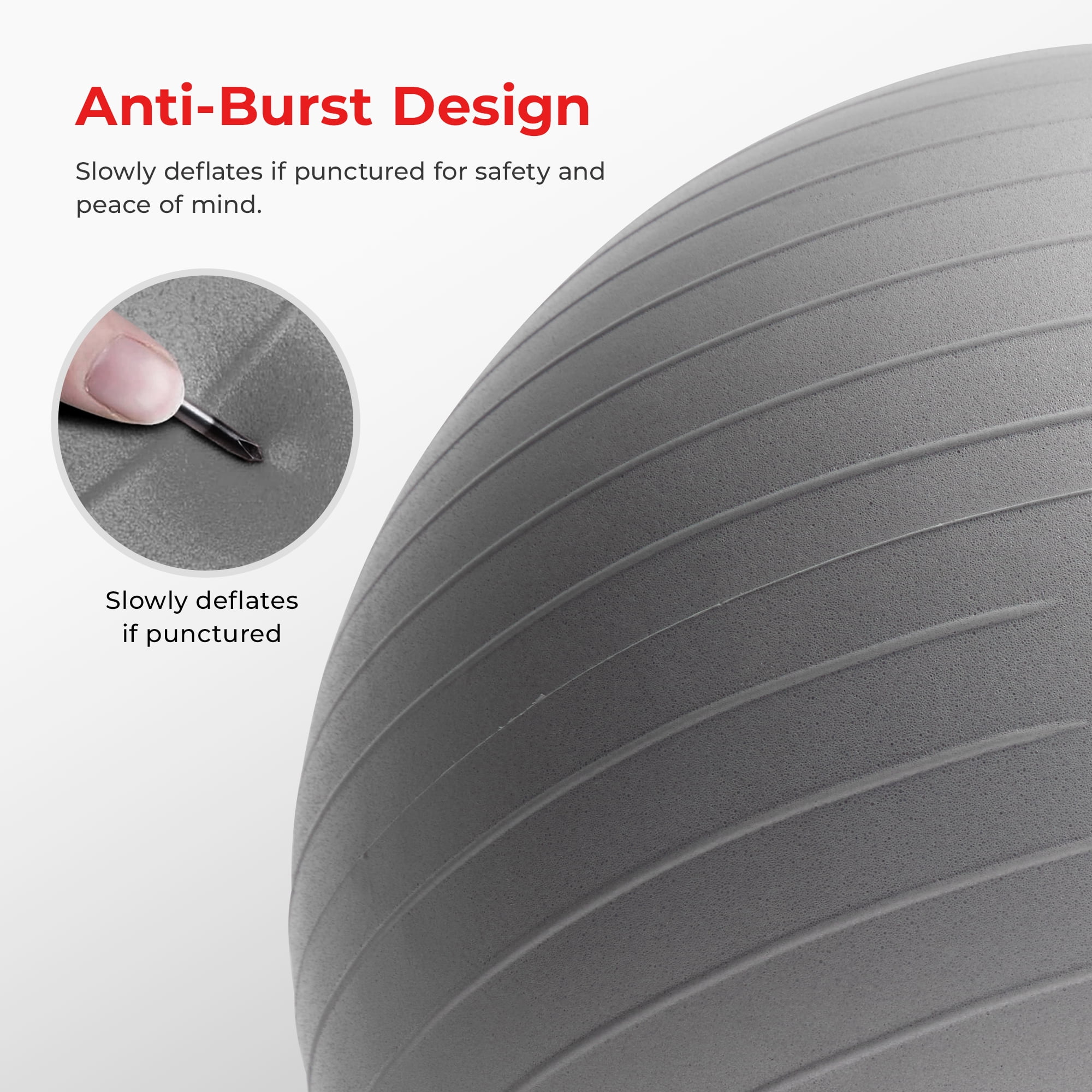 Sunny Health & Fitness Premium Yoga Ball Large 75CM Anti-Burst Exercise Ball for Workouts, Pregnancy, Physical Therapy, Stability Ball Chair Fitness, Extra Thick Yoga Ball with Pump - SF-EB02-L