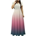 thumbnail image 1 of Vestido de Verano para las Mujeres Gradiente Impreso Cuello en V Manga Corta de la Longitud Del Tobillo Vestido, Vestido Corto de Verano, 1 of 5