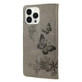 thumbnail image 5 of Feishell Wallet Case for iPhone 14 Pro,Retro PU Leather Butterfly Embossed Pattern Full Protection Anti-Scratch Shockproof Magnetic Clasp Flip Holder Card Slots & Cash Pocket Phone Cover,Gray, 5 of 6