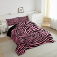 thumbnail image 3 of Manfei Geometric Stripes 2pcs Bedding Comforter Set,Black Pink Twin Comforter Sets,Zebra Print Bedding Set,Microfiber Abstract Room Decor,Reversible, 3 of 8
