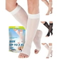 thumbnail image 3 of Made in USA Toeless Women Compression Socks 15-20mmHg Varicose Veins, White, XL, 3 of 11