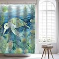 thumbnail image 4 of Sea Turtle Shower Curtain, Ocean Shower Curtain, Underwater Animals Green Sea Plant Shower Curtain Set Waterproof Bath Curtain Boys Kids Bathroom Decor with 12 Hooks, 72x72 inches, 4 of 6