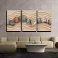 thumbnail image 2 of wall26 - 3 Piece Canvas Wall Art - Striped Stones on The Sand,Can Be Used as Background - Modern Home Art Stretched and Framed Ready to Hang - 16"x24"x3 Panels, 2 of 3