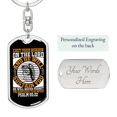 thumbnail image 2 of He Will Sustain Psalm 55:22 Stainless Steel or 18k Gold Premium Swivel Dog Tag Keychain, 2 of 16