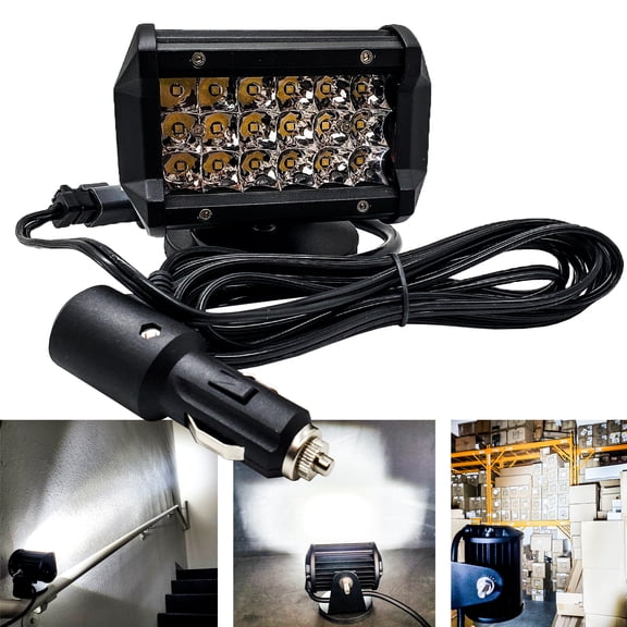 OZ-USA 5" Portable Magnet Base Mount LED Spot Light with Lighter Plug Adapter Wire Harness Kit for Off-road Truck Trailer RV 12V