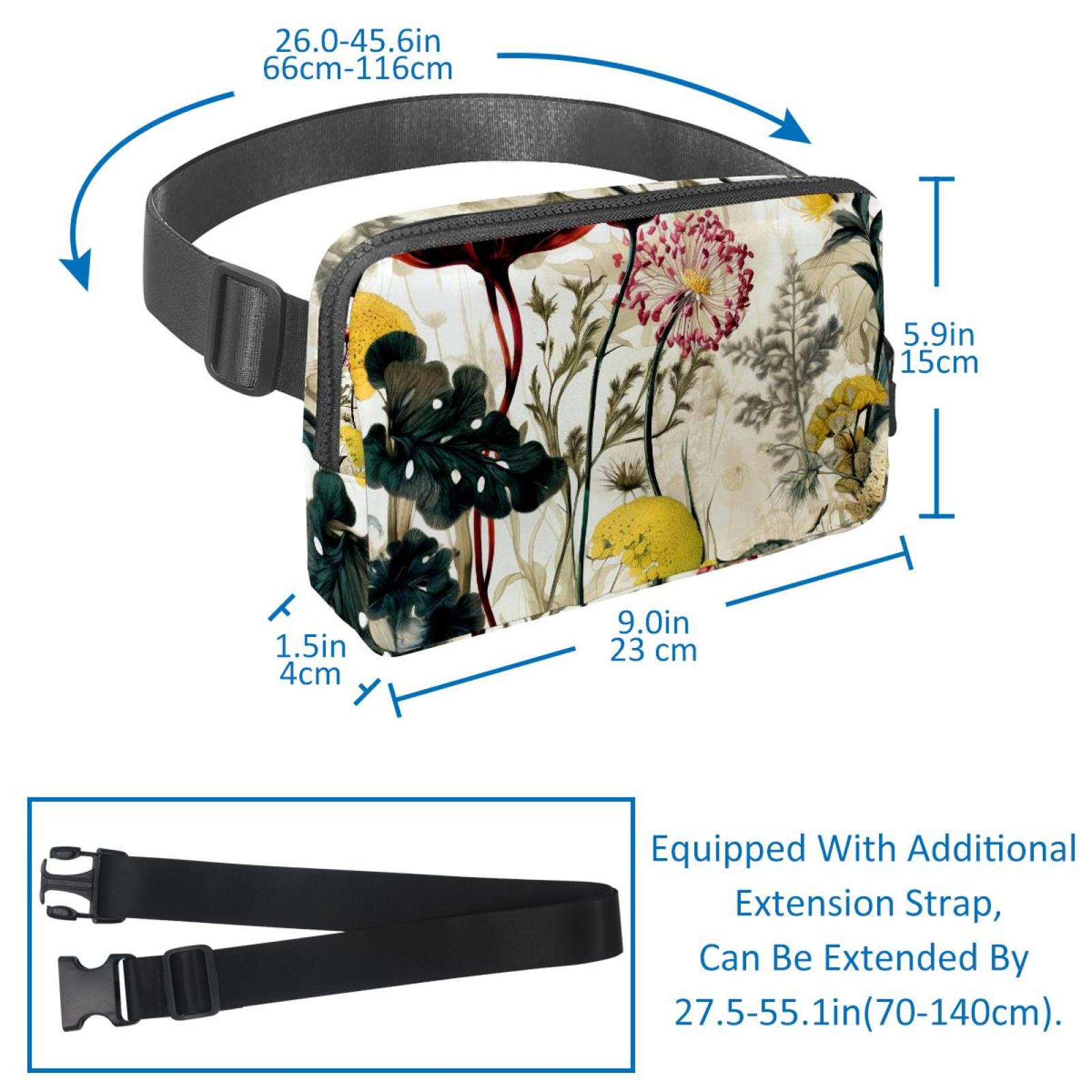 Ink plants Lightweight and Adjustable Running Belt Waist Pack Waist Bags for Unisex with Extension Strap