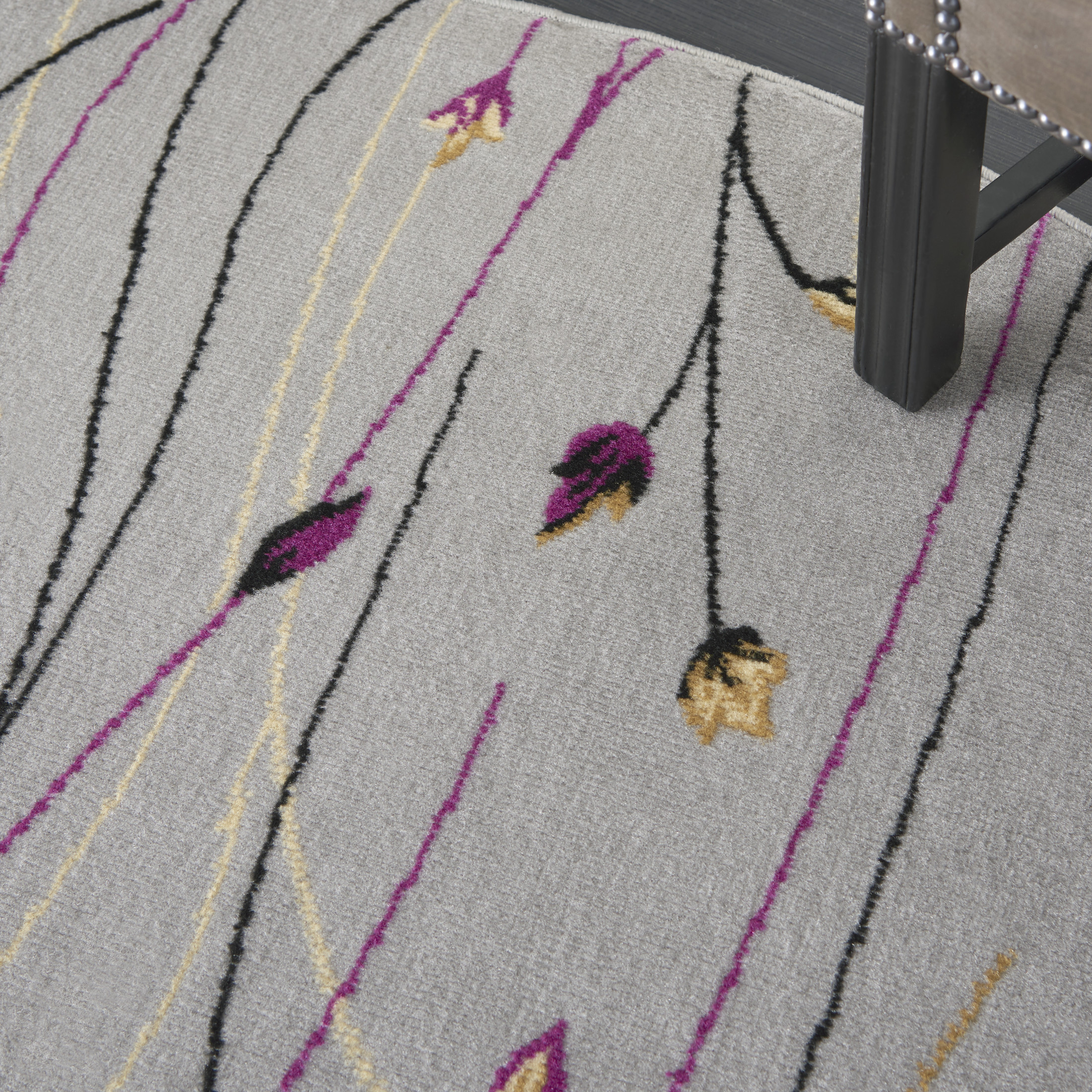 Nourison Grafix Transitional Botanical Grey 8' x ROUND Area Rug, (8' Round)