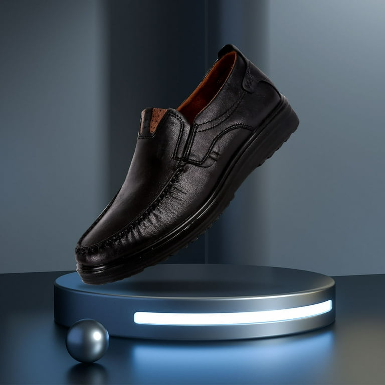 PANGF Men Casual Shoes Slip On Walking Breathable Comfort Fashion Leather Sneakers Driving Shoes For Male Business Work Office Lightweight Walking Shoe Easy To Wear Take Off Black 9 Walmart
