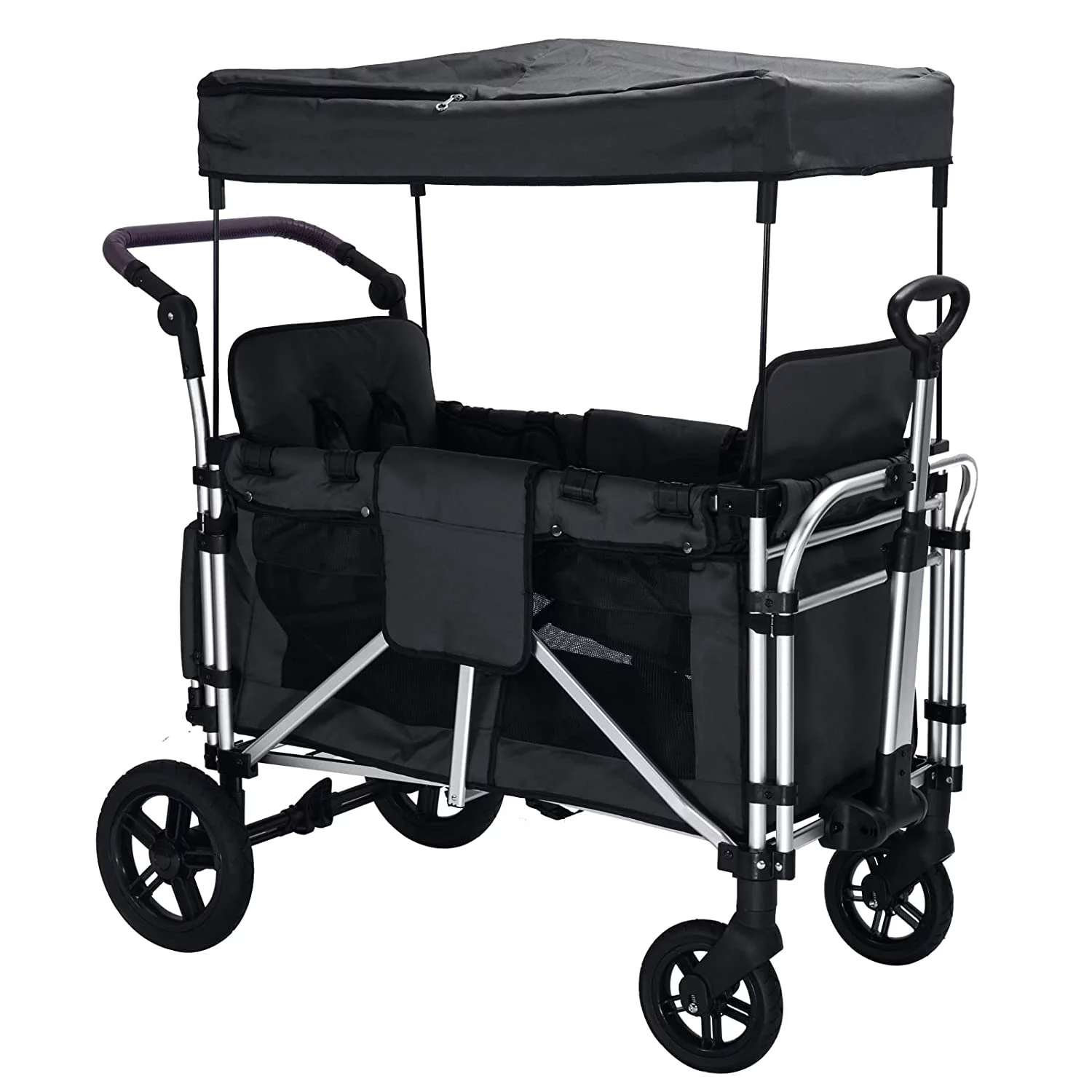 FUNYARD Luxury Tandem Stroller Wagon Stroller Folding Wagon PushPull