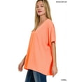 thumbnail image 2 of Zenana Women's V Neck Woven Airflow Dolman Short Sleeve Hi-Low Blouse Top, 2 of 4