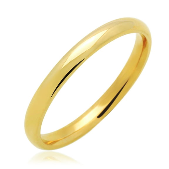 14K Yellow Gold 2mm Comfort Fit Classic Domed Plain Wedding Band (Size 3.5 to 11.5), 11.5