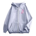 thumbnail image 5 of Breast Cancer Awareness Hoodies for Women 2025 Zip Up Long Sleeve Hoodie with Pockets Hooded Sweatshirt Women Jacket, 5 of 7