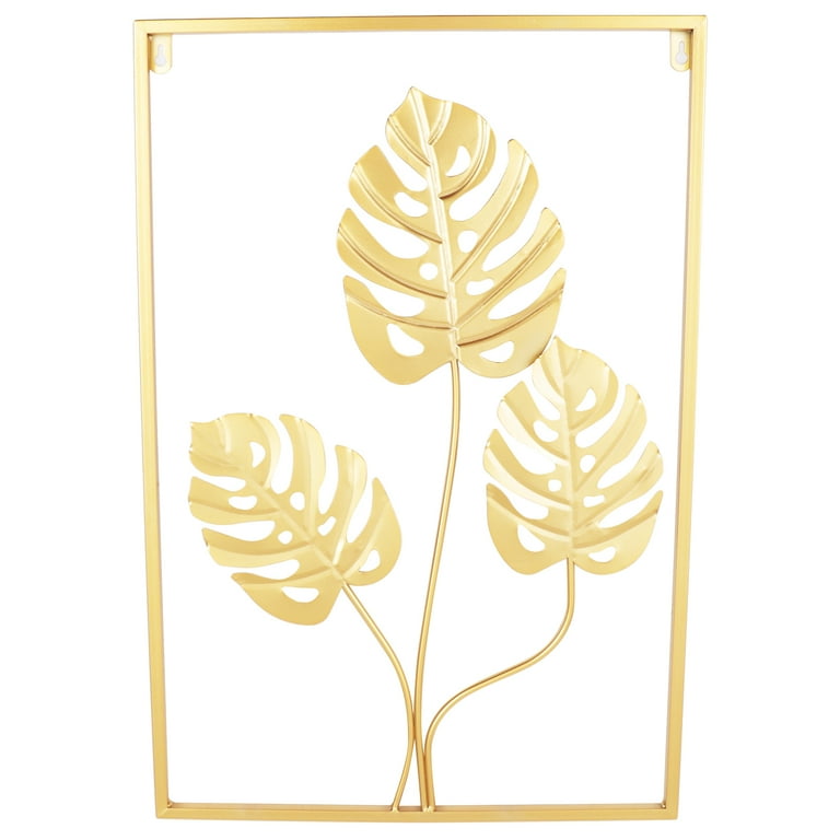 Gold Metal Wall Art Decor For Living Room, Monstera Leaves Wall Home  Thuvien.Quangtri.Gov.Vn