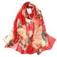 thumbnail image 2 of Weikingp Scarf for Women Fashion Women Flower Print Long Soft Wrap Scarf Simulation Silk Shawl Scarves Neck Scarf Warm Scarf () Red Polyester, 2 of 2