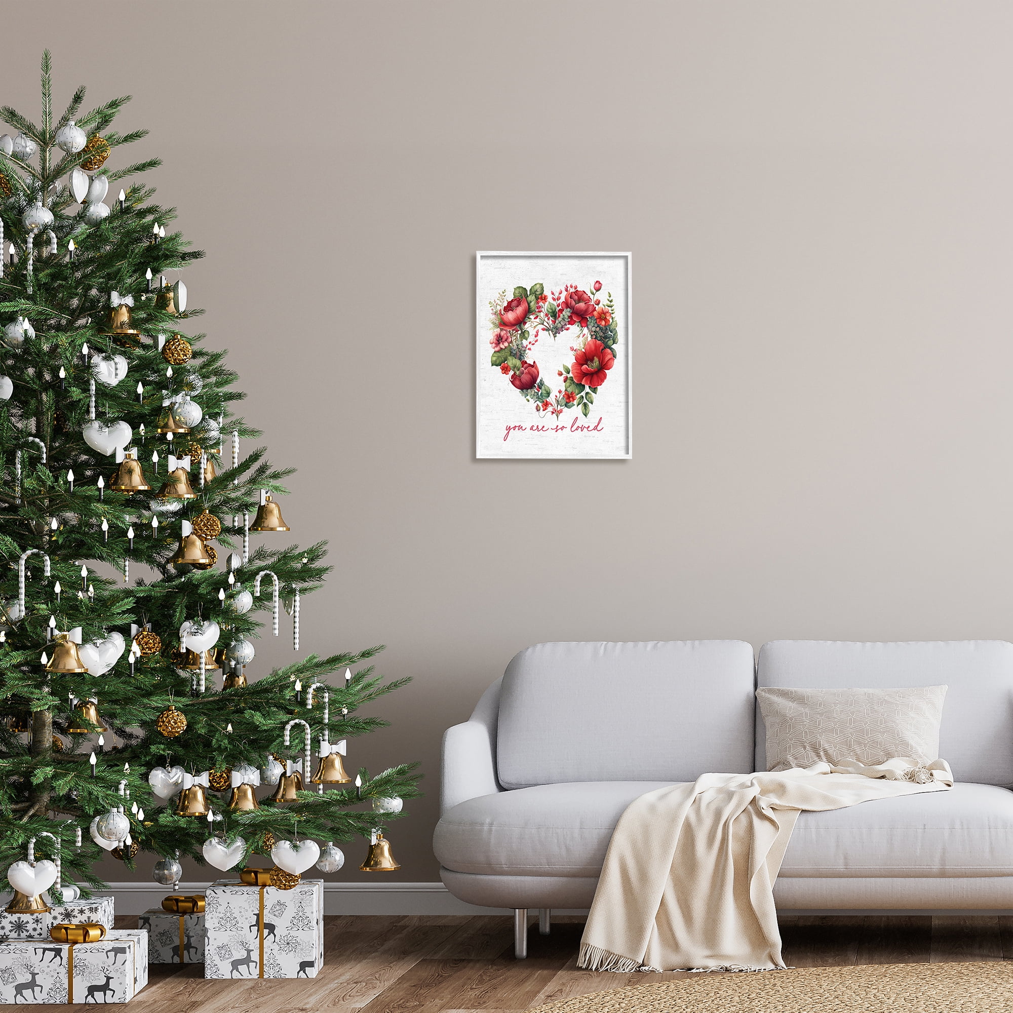 Stupell Industries Valentine's Heart Shaped Wreath Botanical & Floral Painting White Framed Art Print Wall Art, 16 x 20