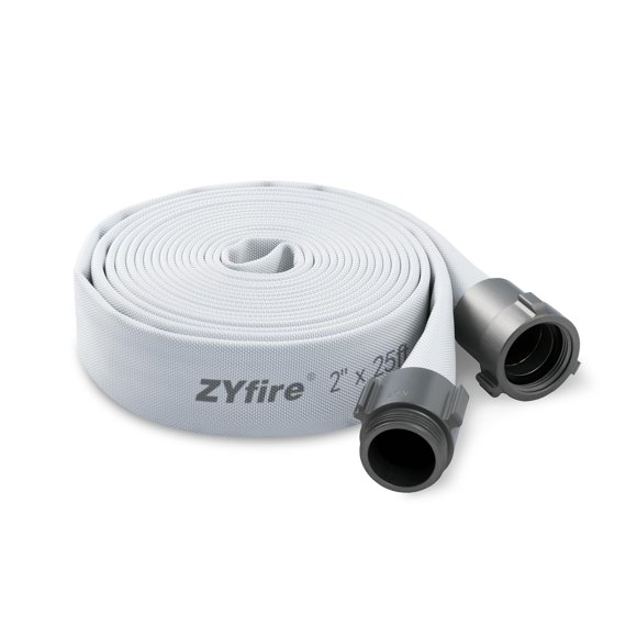 ZYfire Fire Hose - 2" ID x 25 FT Single Jacket EPDM Firefighter Hose with M Ã F NST/NH Aluminum Couplings 750 PSI Burst Pressure Lightweight for Use in Firefighting