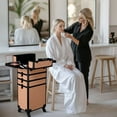 thumbnail image 3 of Byootique Rolling Makeup Train Case 4in1 Cosmetic Trolley Organizer Travel Case Lockable Salon Barber Case with Wheels for Makeup Artist Trave Nail,Rococo Coral, 3 of 9