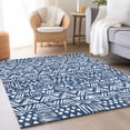 thumbnail image 4 of HomeRoots 672127 9 x 12 ft. Navy Blue & Ivory Southwestern Transitional Washable Machine Made Rectangle Area Rug with UV Protection, 4 of 7
