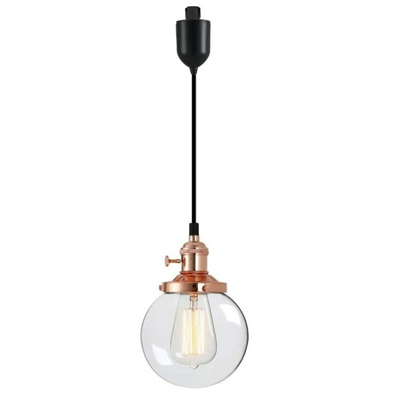 Kiven H-Type Track Lighting Light fixture,1-Light Modern Halo Track Pendant Light with Built-in Cable Wrapper and Glass Lampshade, Adjustable Length for Bedroom Kitchen Shop