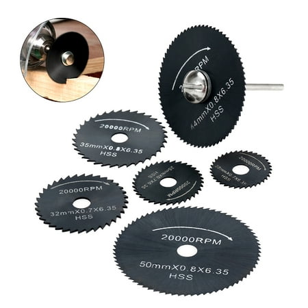 6pcs HSS Circular Saw Blades High Speed Steel Circular Rotary Blade Wheel Discs Tools Kit Set with 1/8