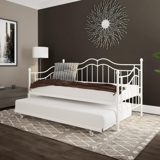 DHP Tokyo Metal Daybed and Trundle, Twin/Twin Size Frame, White
