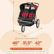 Baby Trend Expedition Double Jogging Stroller, Centennial Red, Multi-Position Reclining Seats
