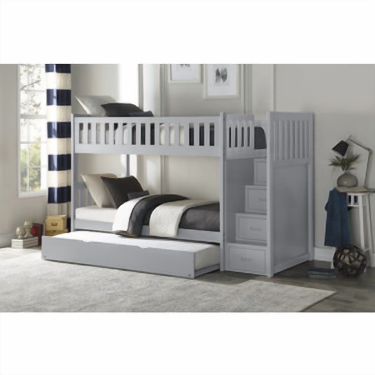 Twin/Twin Step Bunk Bed with Twin Trundle