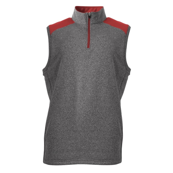 A4 N4095 Mens Tourney Sleeveless Fleece - Heather/Scarlet - XL
