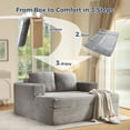 thumbnail image 3 of Bonzy Home Cloud Chaise Lounge - Oversized Indoor Sofa Bed Chair & Boneless Chaise for Living Room (Gray Corduroy), 3 of 9