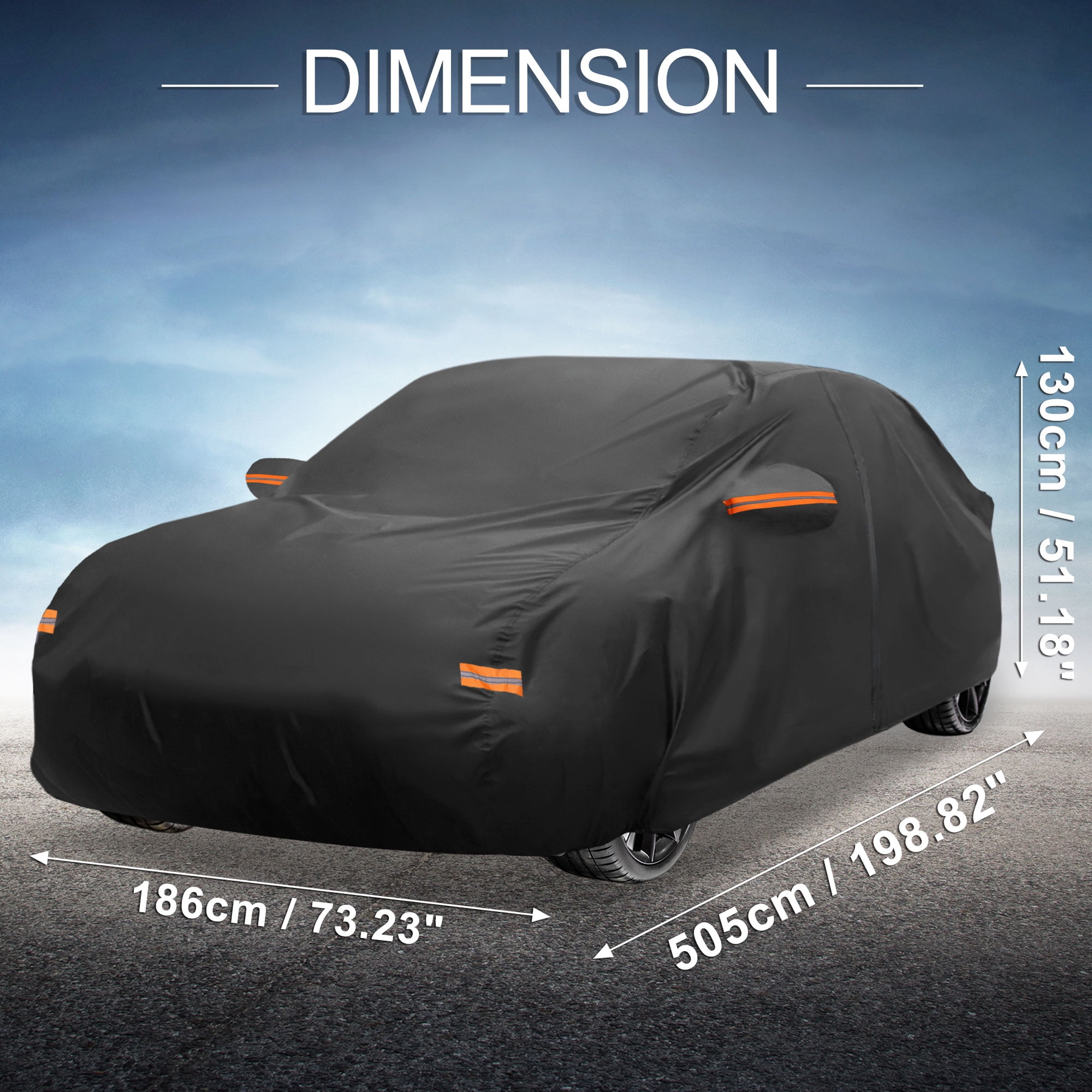 Unique Bargains Car Cover 210D-PU Oxford Outdoor Full Car Cover Waterproof Windproof Black for Lexus ES Sedan