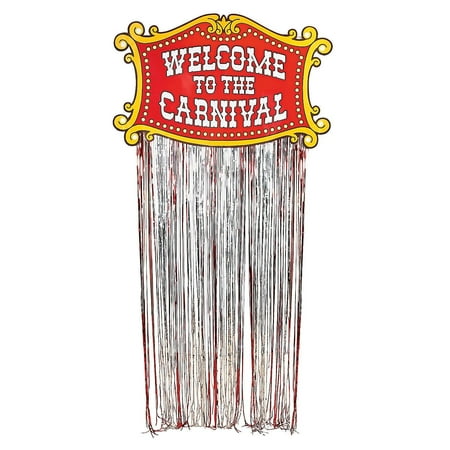 Welcome To The Carnival Door Curtain Foil Fringe Circus Entrance Decoration