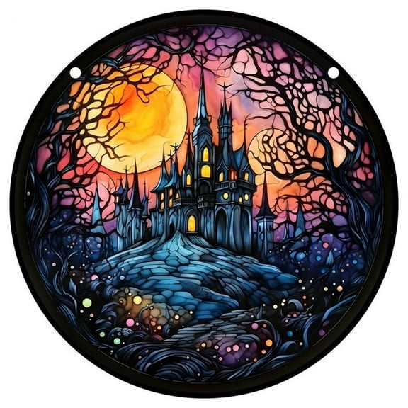 MXTPOV Halloween Castle Staining Suncatcher Window Porch Hanging Home Decoration Party Giving Gifts Home Decor