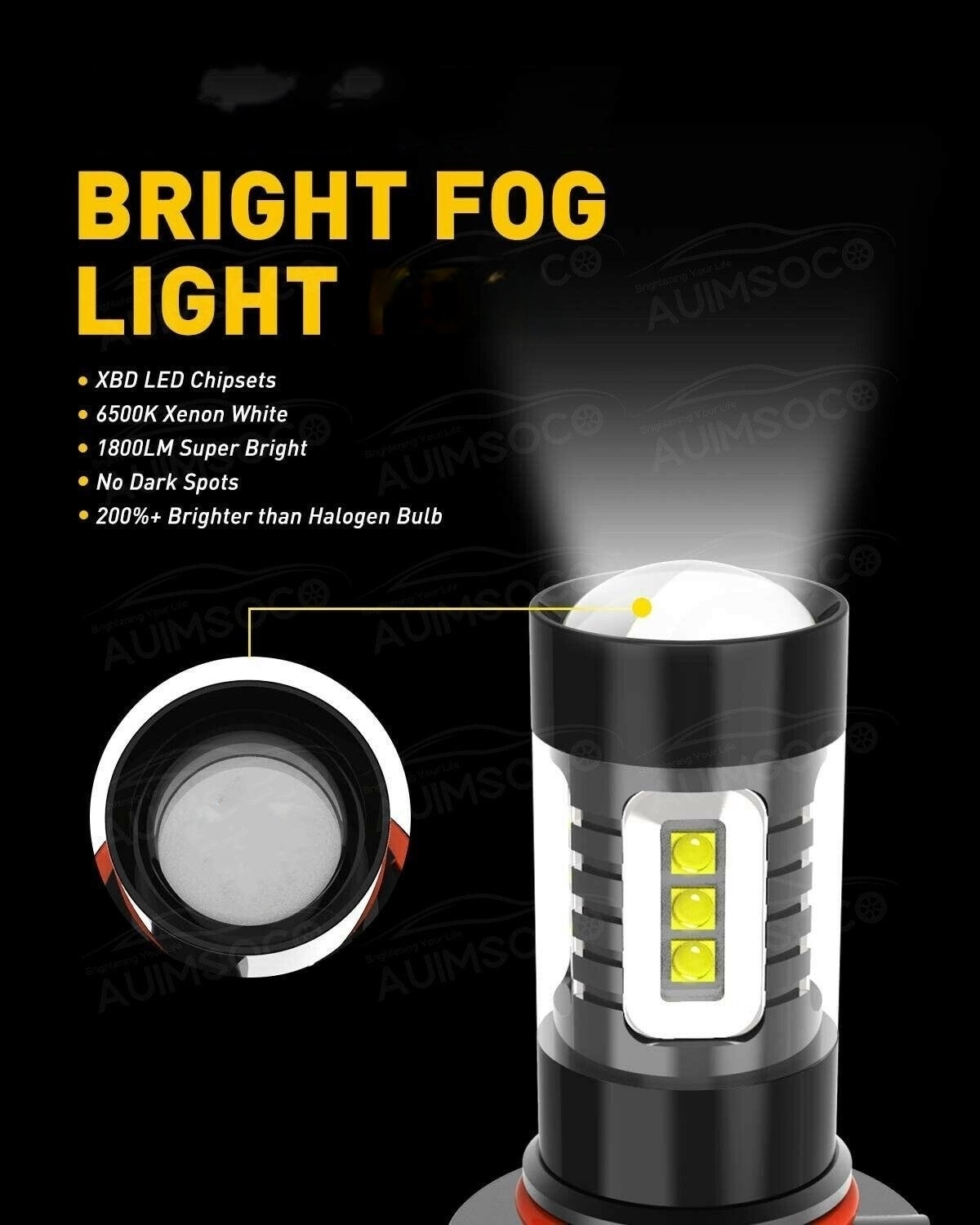 SHENKENUO 9012/HIR2 + H11 LED Headlight & Fog Light Bulbs For GMC Acadia 2013-2018 (4 Bulbs, 6000K White)