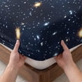 thumbnail image 3 of Twin Sze Fitted Sheet Set - Blue Starry Sky 2 Piece Bedding Sets 16" Deep Pocket Fitted Sheet with 1 Pillowcase, Universe Space Galaxy Night Star Brushed Microfiber Hotel Luxury Bed Sheets, 3 of 9