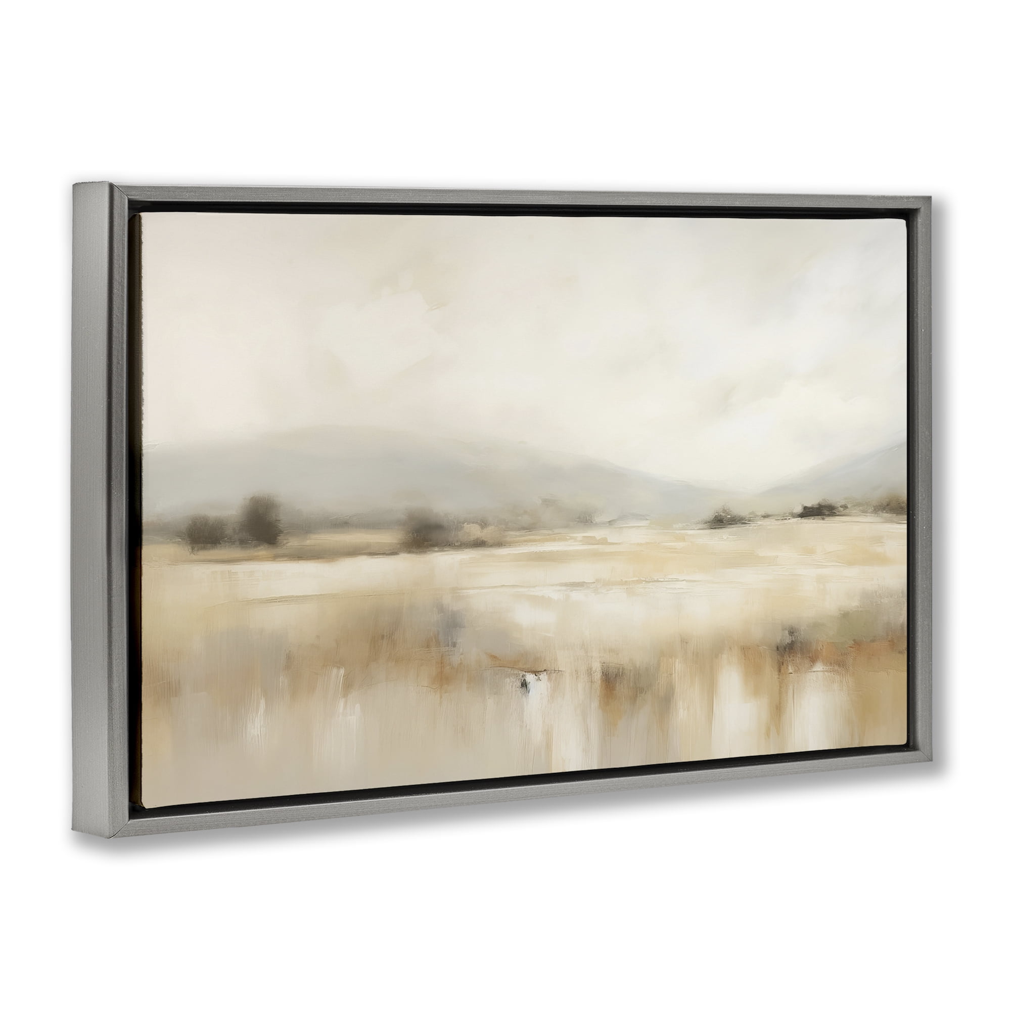 Stupell Industries Blurred Rural Countryside Landscape & Nature Painting Gray Floater Framed Canvas Art Print Wall Art, 25 x 17